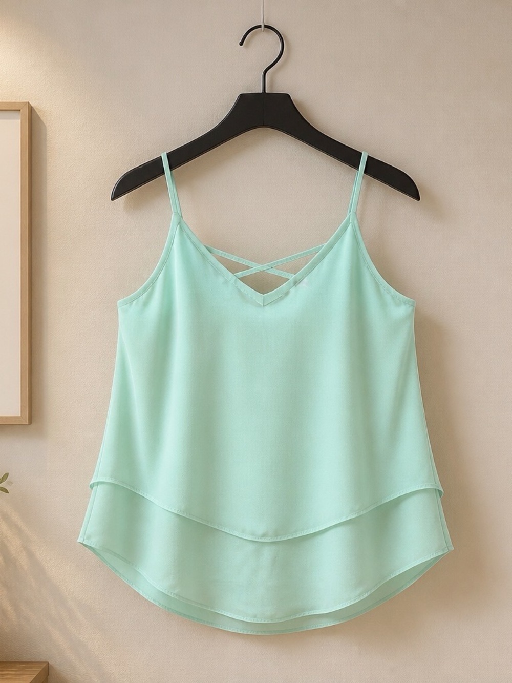 Crisscross Layered Mint Cami Top